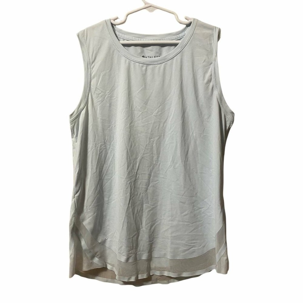 Athleta Tank Top Light Blue Cadence Sleeveless Mesh Hem XSP
